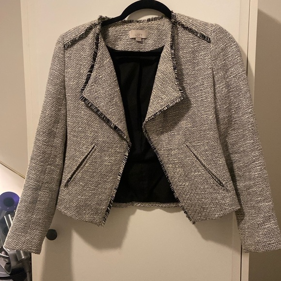 LOFT Jackets & Blazers - Loft Blazer with subtle fringe in black and white